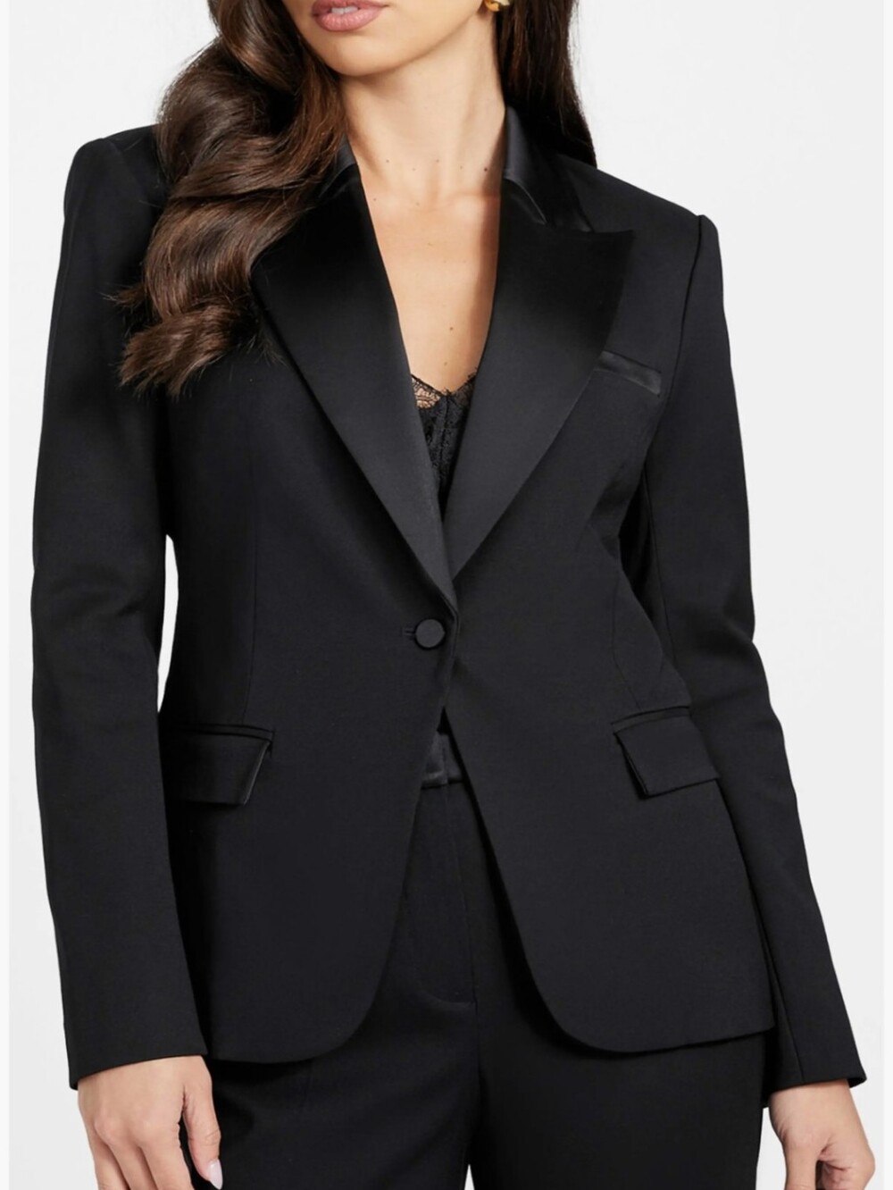 Brooks Brothers Women's Lined Tuxedo Jacket Satin Lapels With Princess Seams